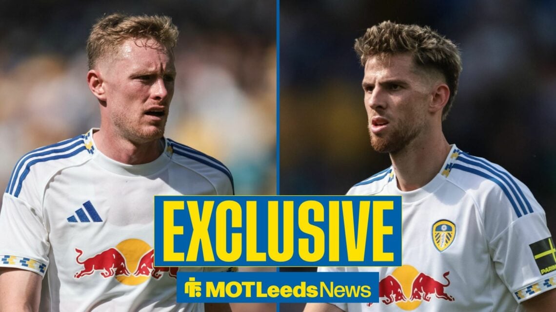 Sean Longstaff and Anton Stach in action for Leeds