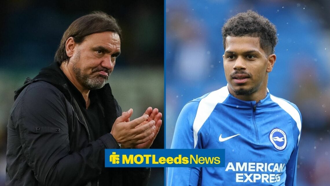 Daniel Farke looking at Georginio Rutter in Brighton gear.