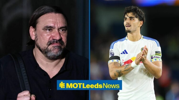 Pascal Struijk applauding as Daniel Farke watches on at Leeds United