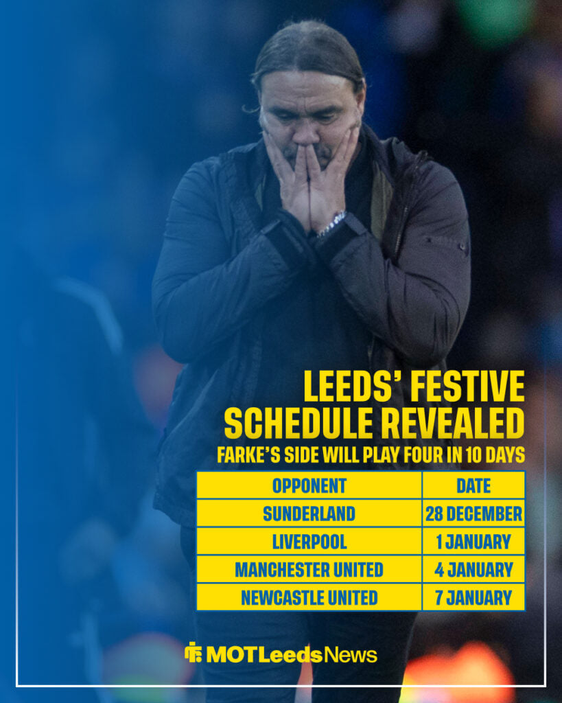 Daniel Farke will be fuming with Leeds' festive schedule.