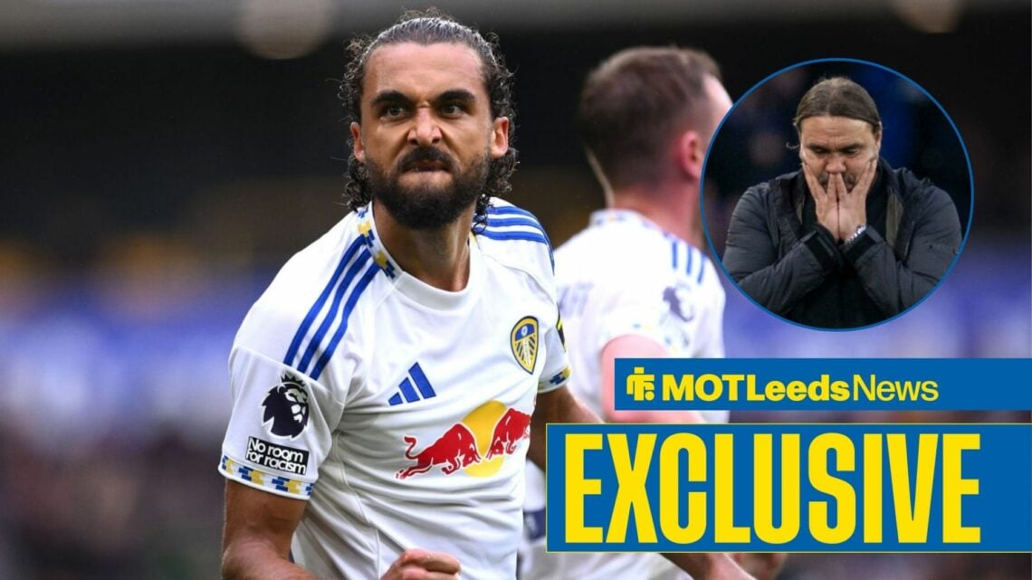 MOT Leeds New exclusive as Dominic Calvert-Lewin punches the air after scoring a goal, while Daniel Farke has his head in his hands in a circular i...