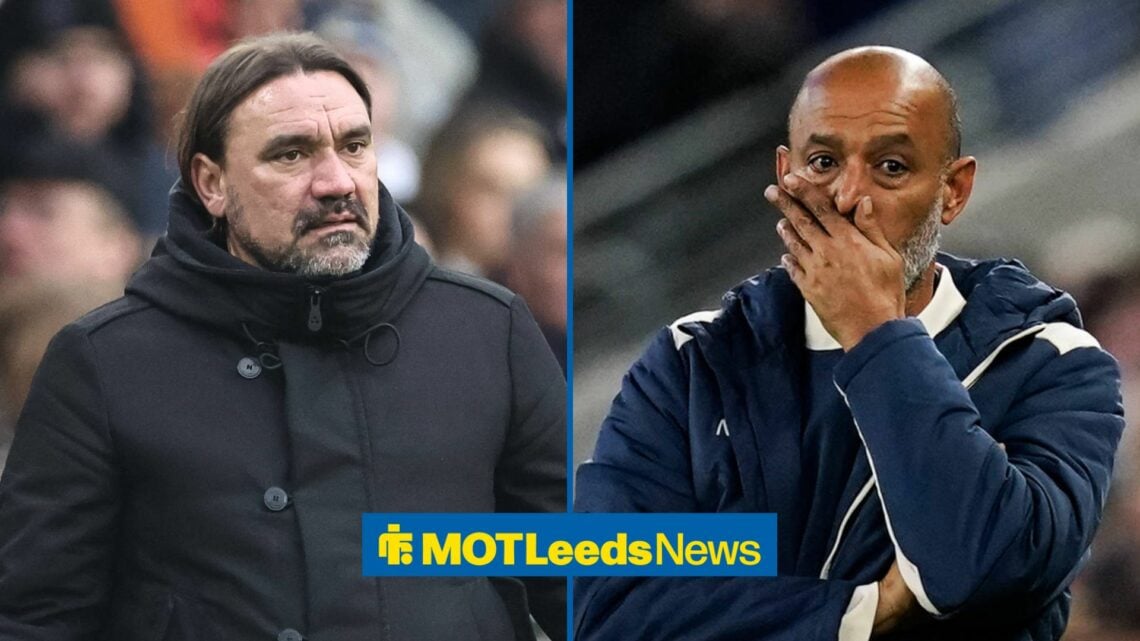 Daniel Farke and Nuno Espirito Santo both looking concerned in split image