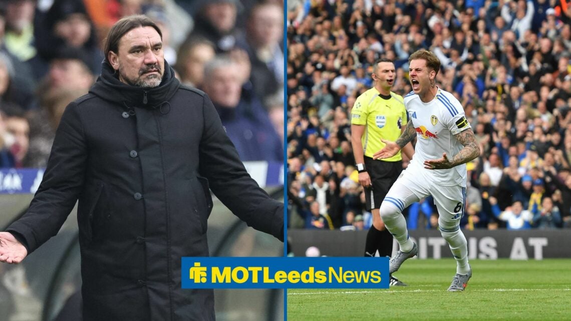Daniel Farke in left inset with Joe Rodon in right inset