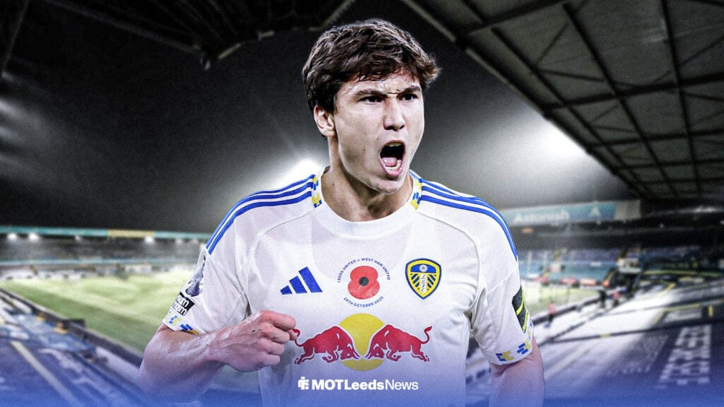 Gonzalo Garcia in a Leeds United shirt at Elland Road