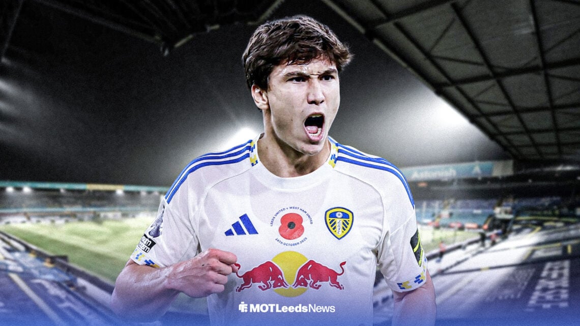 Gonzalo Garcia in a Leeds United shirt at Elland Road