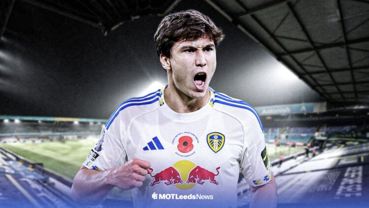 Gonzalo Garcia in a Leeds United shirt at Elland Road