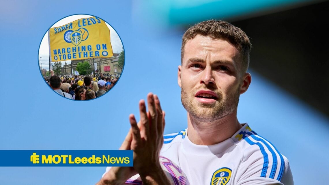 Gabriel Gudmundsson for Leeds with fans in left circular inset