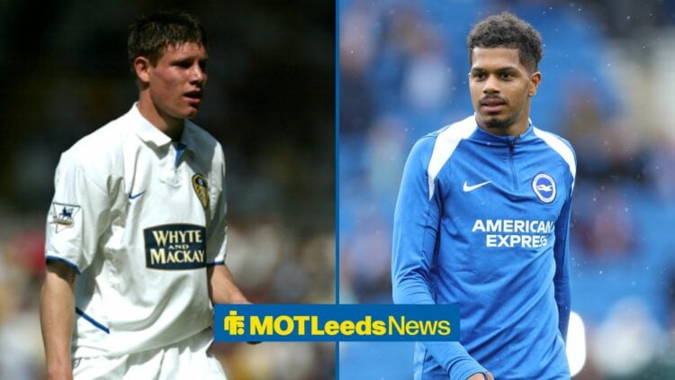 James Milner in a Leeds kit, Georginio Rutter in Brighton training gear.