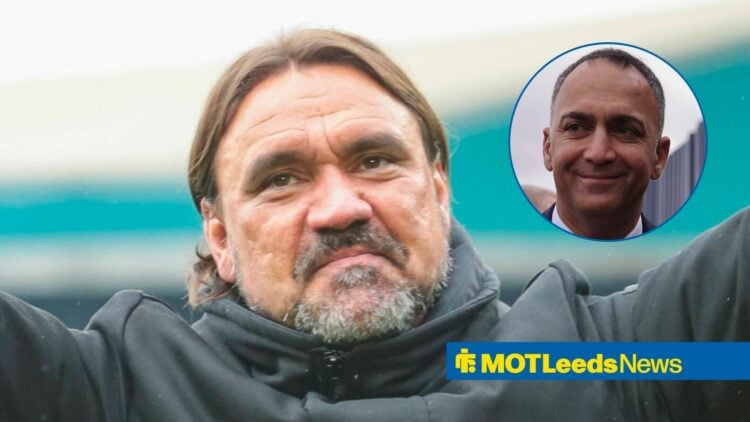 Leeds United manager Daniel Farke and Paraag Marathe in circular inset