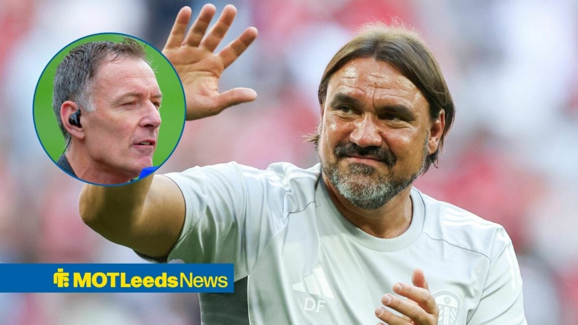 Leeds United manager Daniel Farke and Chris Sutton in circular inset