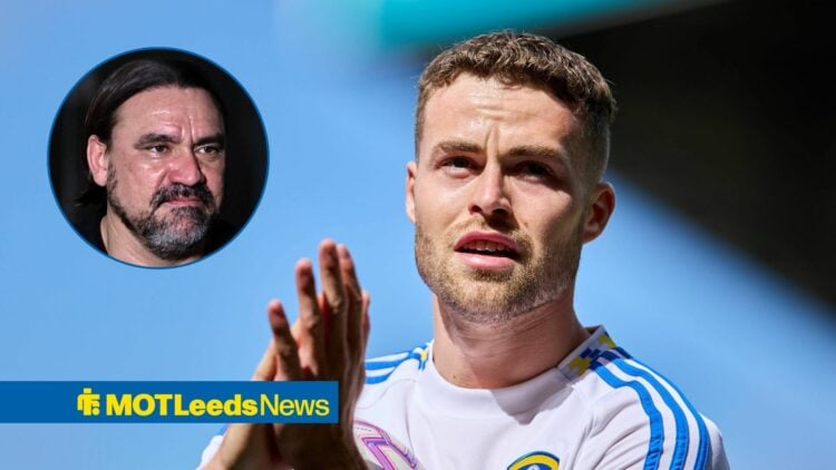 Leeds United defender Gabriel Gudmundsson and Daniel Farke in circular inset