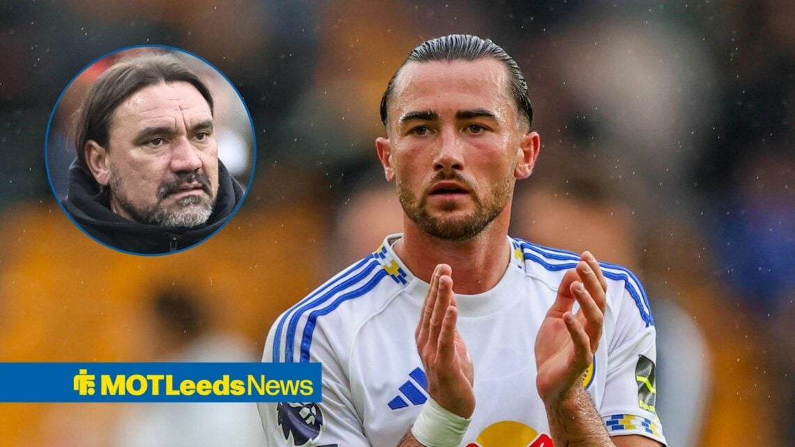 Leeds United forward Jack Harrison and Daniel Farke in circular inset