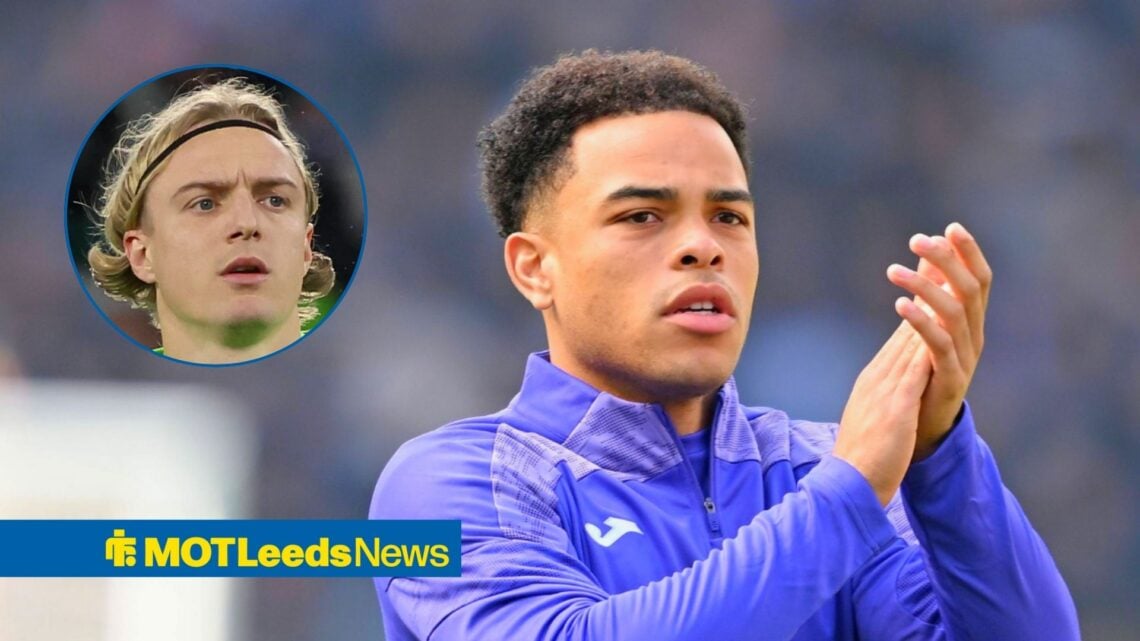 Anderlecht playmaker Mario Stroeykens and Leeds United defender Sebastiaan Bornauw in circular inset