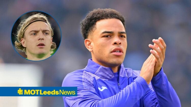 Anderlecht playmaker Mario Stroeykens and Leeds United defender Sebastiaan Bornauw in circular inset