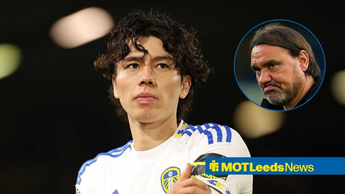 Leeds United midfielder Ao Tanaka and Daniel Farke in circular inset
