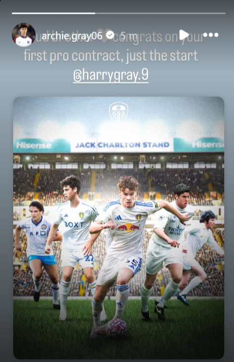 Archie Gray's Instagram post