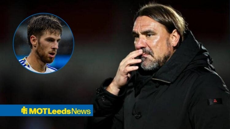 Daniel Farke alongside a circle inset of Anton Stach.