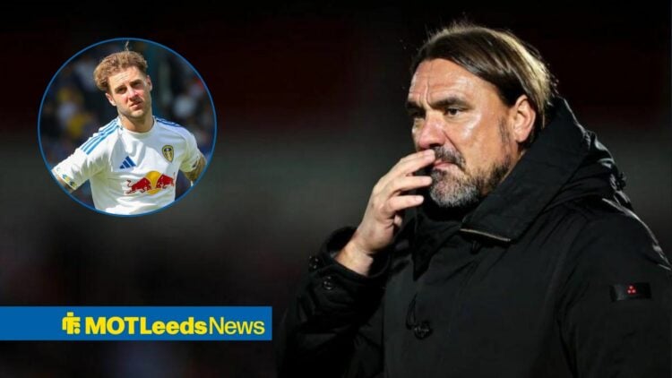 Daniel Farke alongside a circle inset of Joe Rodon.