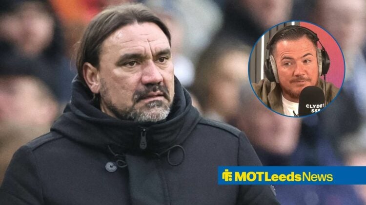 Daniel Farke looking confused towards Ross McCormack in a circle inset