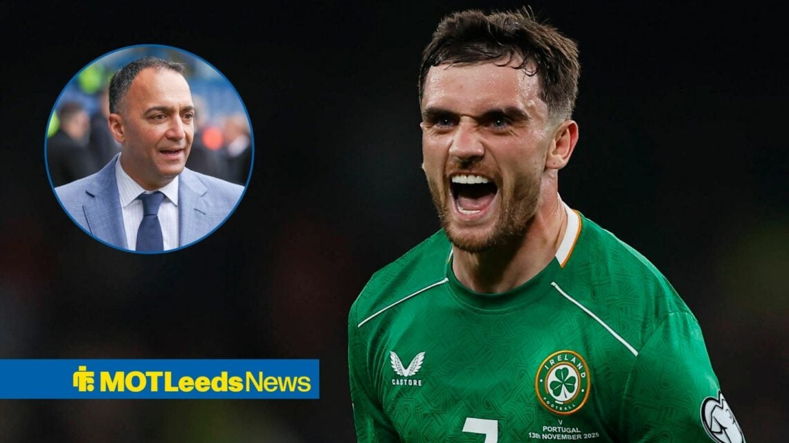 Paraag Marathe smiling at Troy Parrott celebrating.