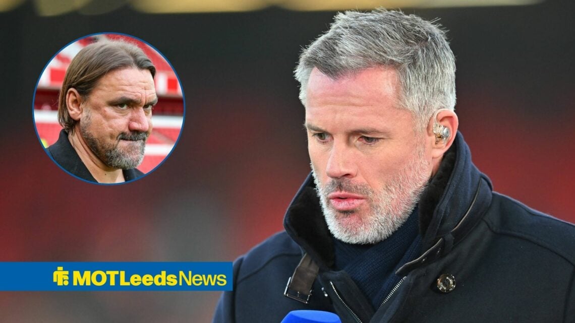 Jamie Carragher alongside a circle inset of Daniel Farke.
