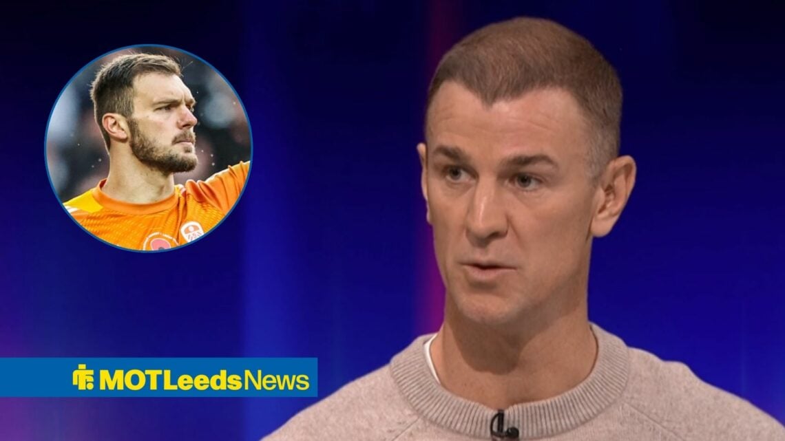 Joe Hart speaking on Match of the Day looking towards a circle inset of Lucas Perri