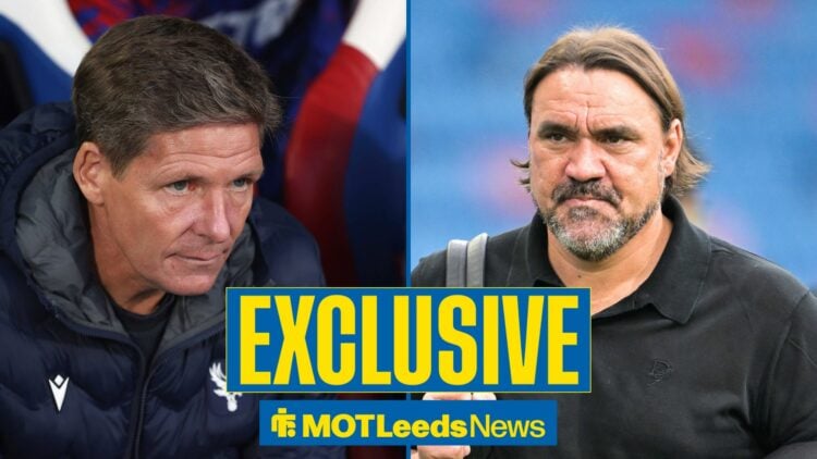 Oliver Glasner watches on, with Daniel Farke alongside him in a split image