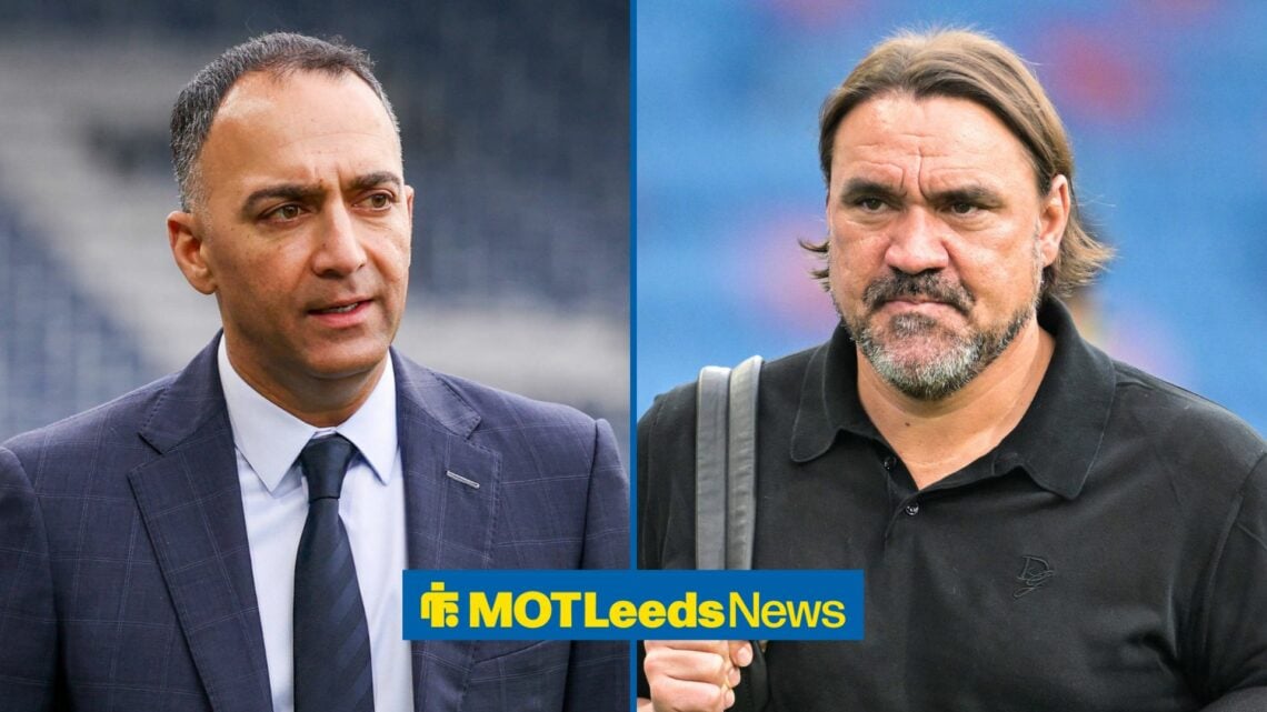 Paraag Marathe and Daniel Farke both looking concerned in the direction of each other.
