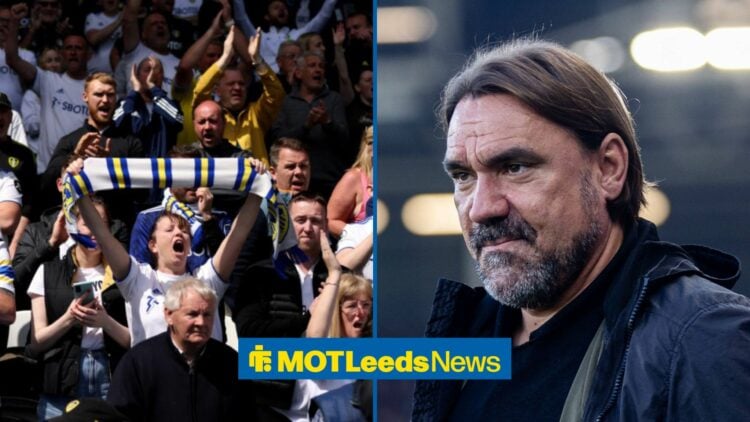 Daniel Farke looking in the direction of Leeds United fans.