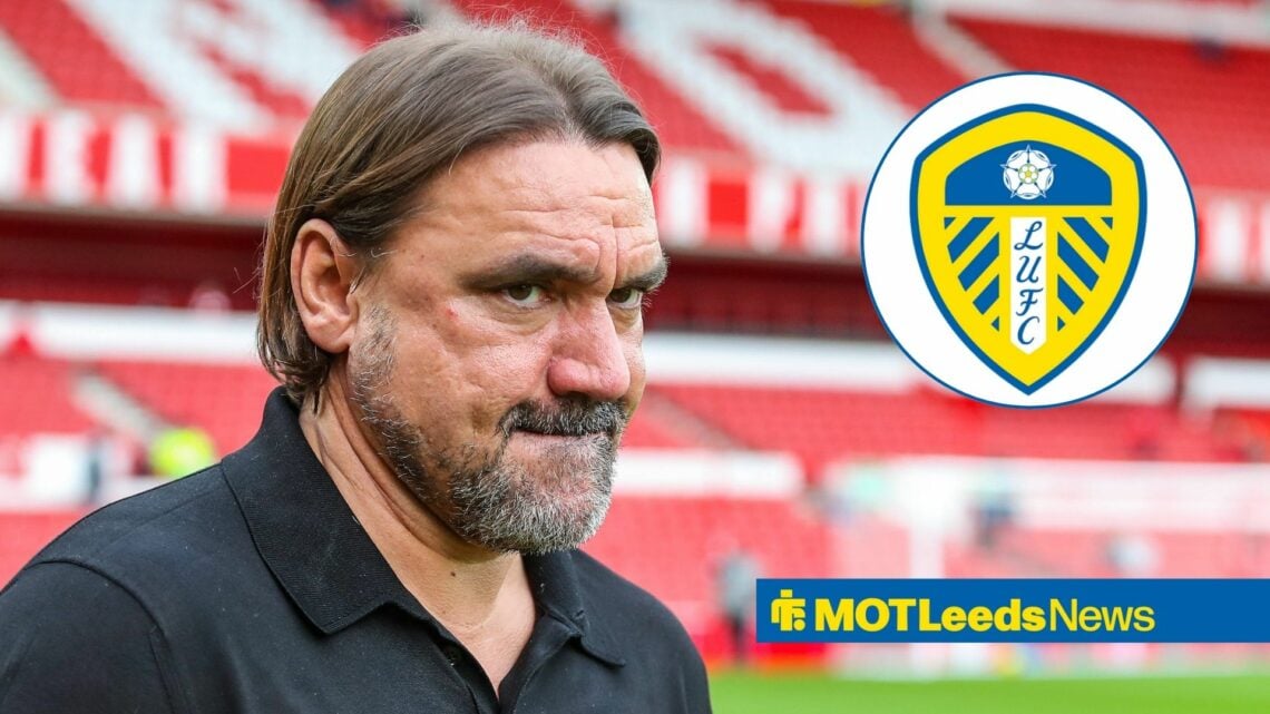 Daniel Farke focused on Leeds United badge in circular inset