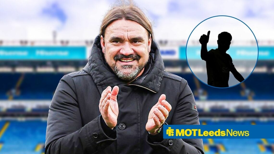 Leeds manager Daniel Farke with Gabriel Sara blacked out inset