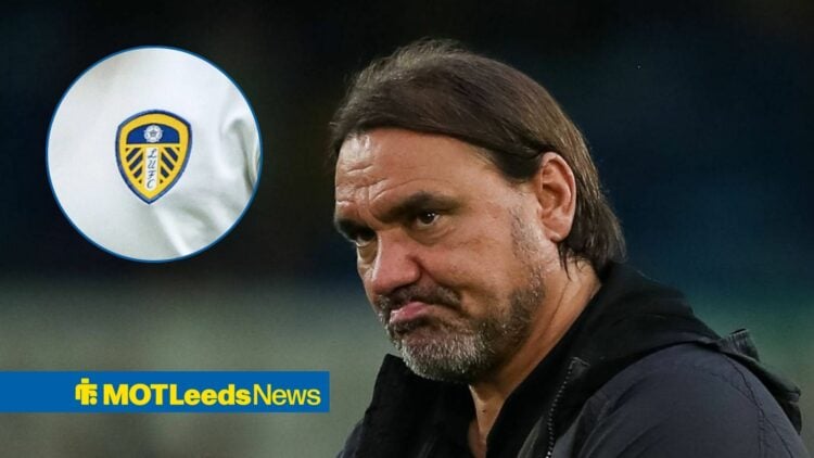 Daniel Farke and Leeds United badge in circular inset