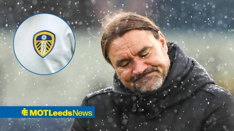 Daniel Farke and Leeds United badge in circular inset