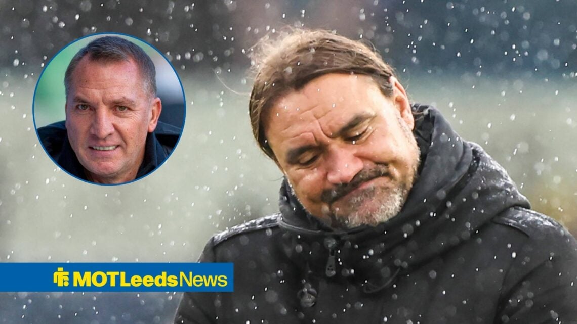 Leeds United manager Daniel Farke and Brendan Rodgers in circular inset