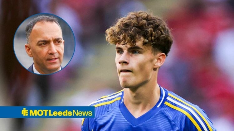 Leeds United striker Harry Gray and Paraag Mrathe in circular inset