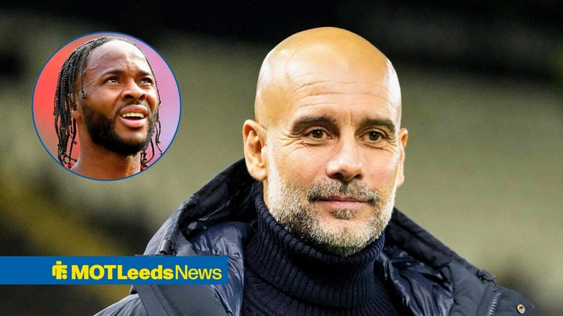 Manchester City manager Pep Guardiola and Leeds United-linked Raheem Sterling