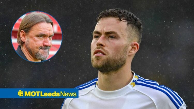 Leeds United defender Gabriel Gudmundsson and Daniel Farke in circular inset