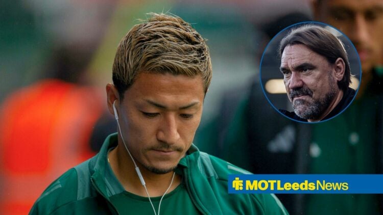 Celtic forward Daizen Maeda and Leeds United manager Daniel Farke