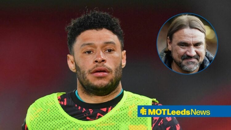 Alex Oxlade-Chamberlain and Leeds United manager Daniel Farke in circular inset
