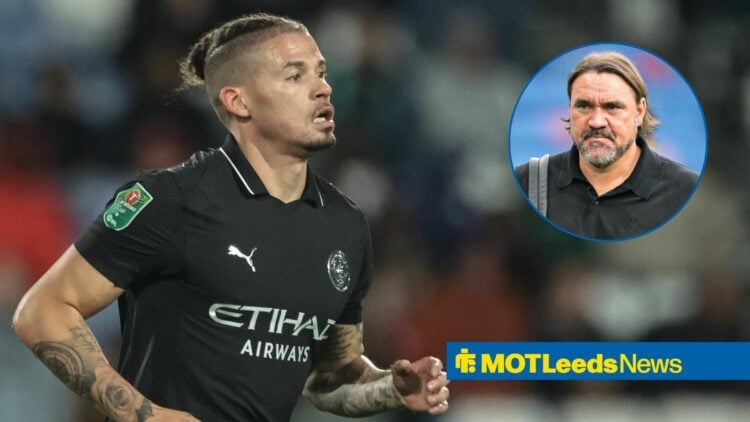 Kalvin Phillips next to a circular inset of Daniel Farke