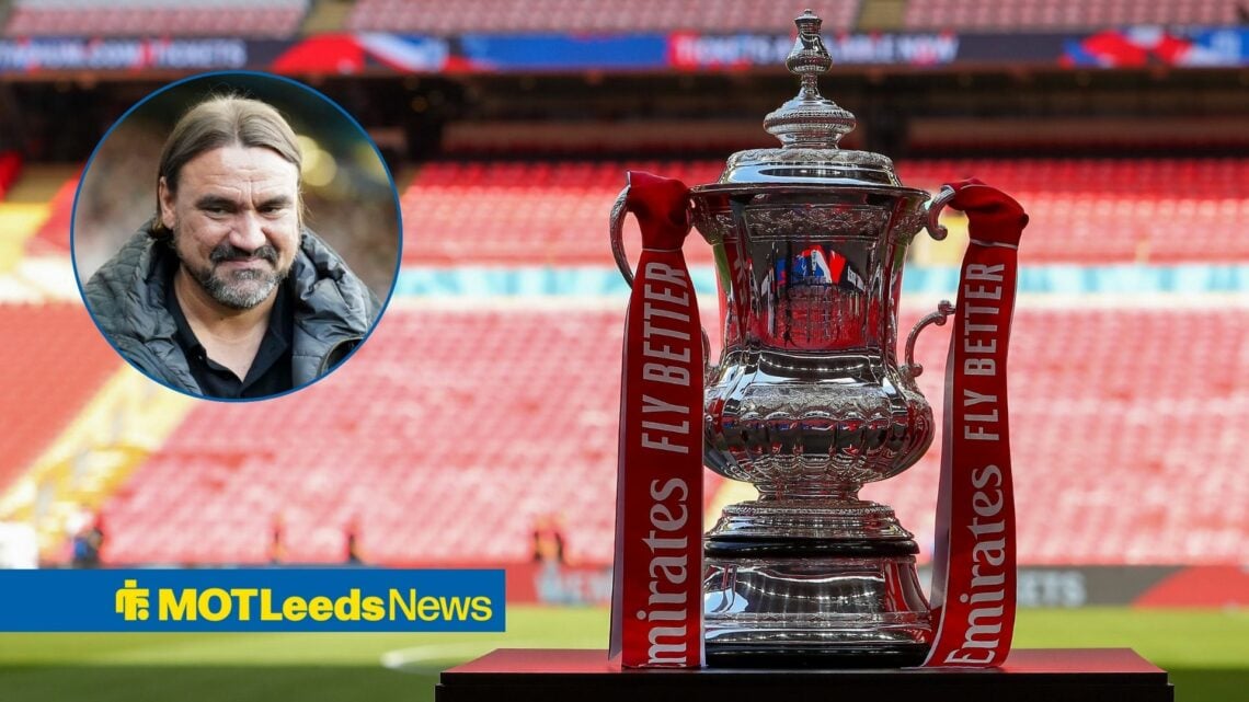 Daniel Farke in circle smiling at FA Cup