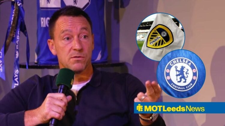 John Terry with Leeds and Chelsea badge in frame