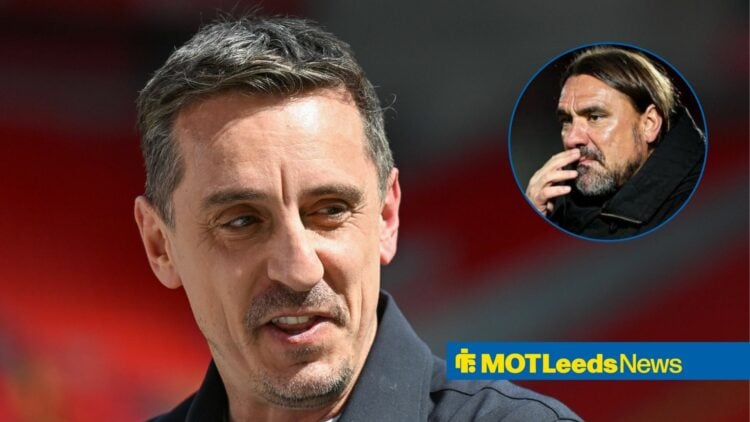 Gary Neville alongside a circle inset of Daniel Farke.