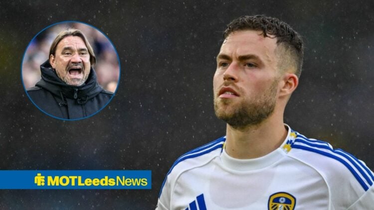 Gabriel Gudmundsson alongside a circle inset of Daniel Farke.