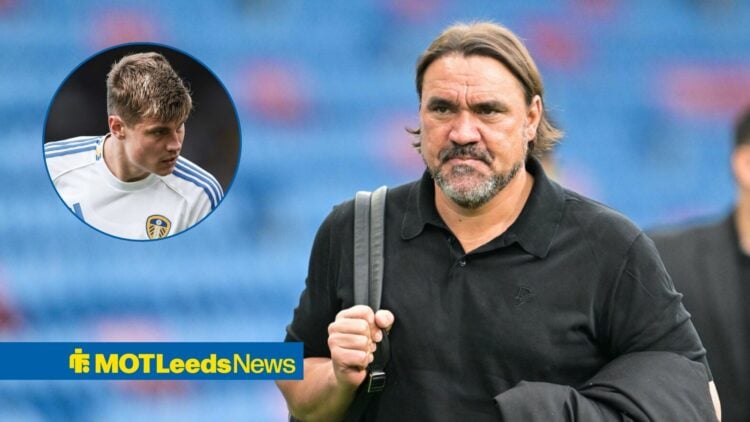 Daniel Farke alongside a circle inset of Jaka Bijol.