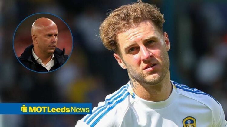 Joe Rodon looking sad in the direction of Arne Slot.