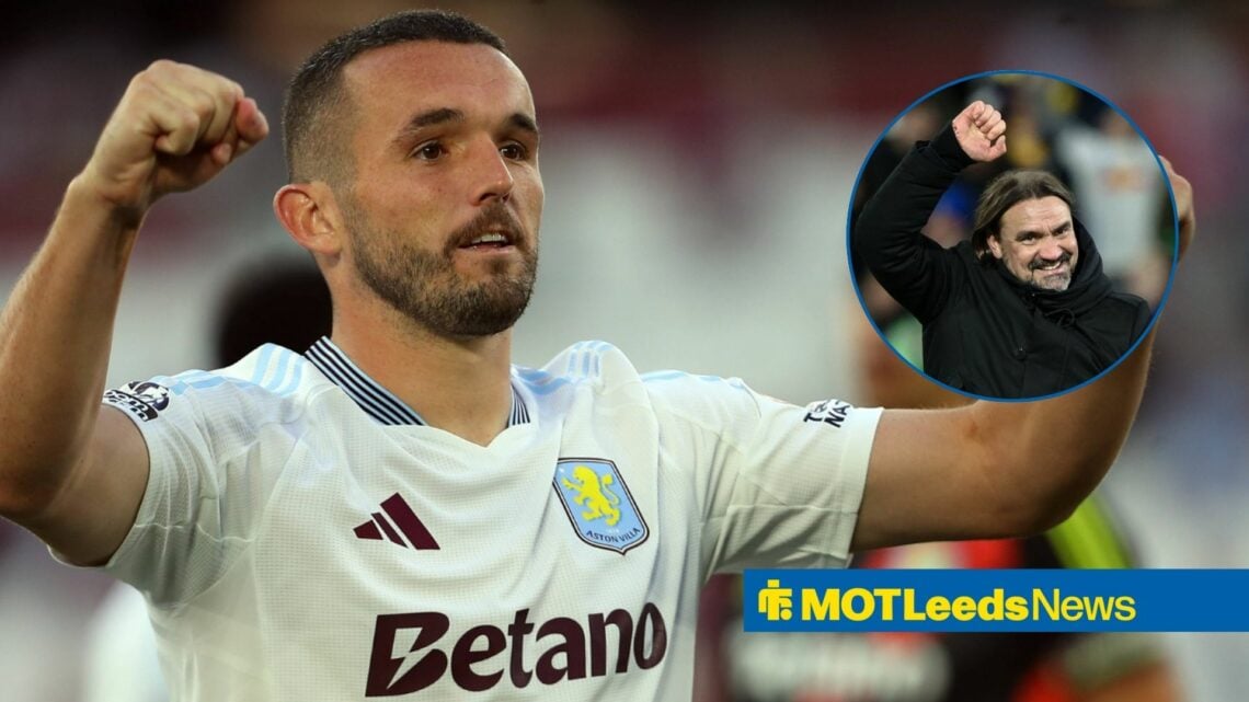 John McGinn celebrating with Daniel Farke fist-pumping in circular inset