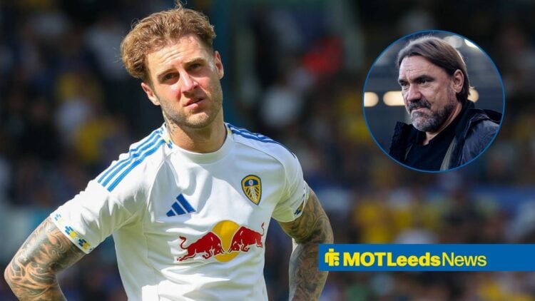 Joe Rodon with Daniel Farke in circular inset.