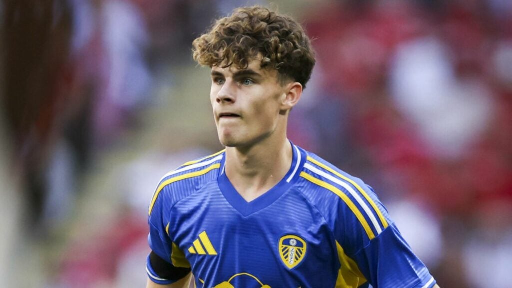 Harry Gray playing for Leeds United