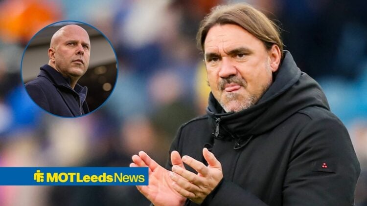 Daniel Farke with Arne Slot in circular inset.